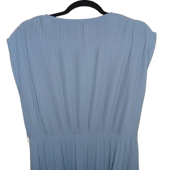 Max Mara Kiss Pleated Jersey Midi Dress Light Blue Gray Size 14 NWT Missing Belt - Picture 7 of 11